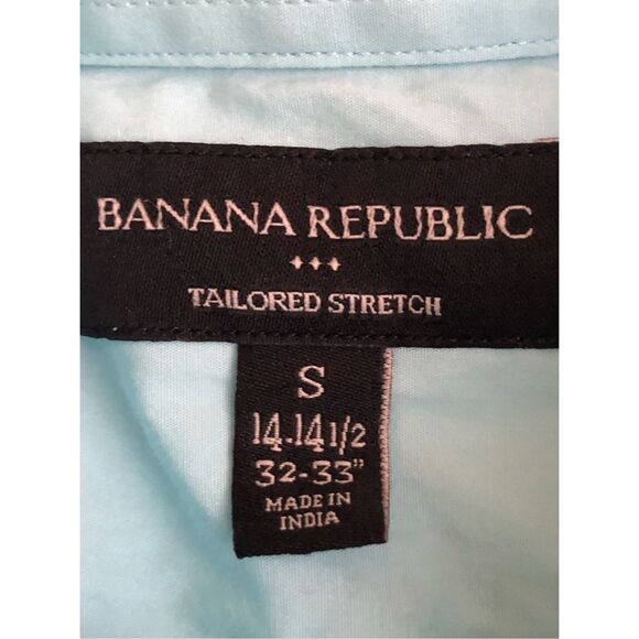 Banana Republic Mens Tailored Stretch Button Up Shirt Blue SZ S - Picture 10 of 11